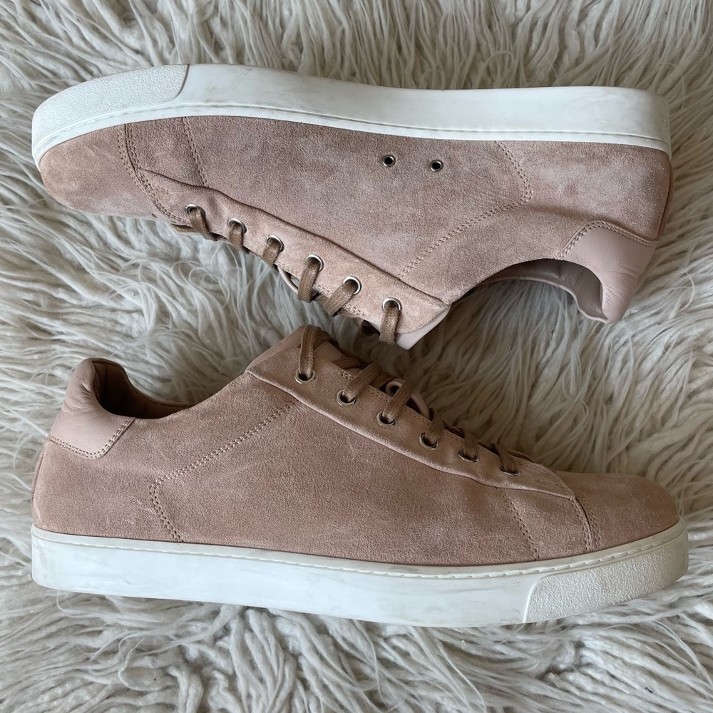 Gianvito Rossi Men’s Suede Leather Trimmed Pink Low Top Lace Up Sneakers EUC 43